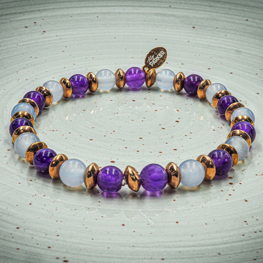 Bracelet "Bonne Nuit" - Améthyste & Quartz Rose - Lily Parker
