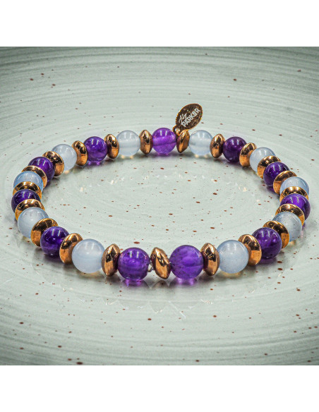 Bracelet "Bonne Nuit" - Améthyste & Quartz Rose - Lily Parker