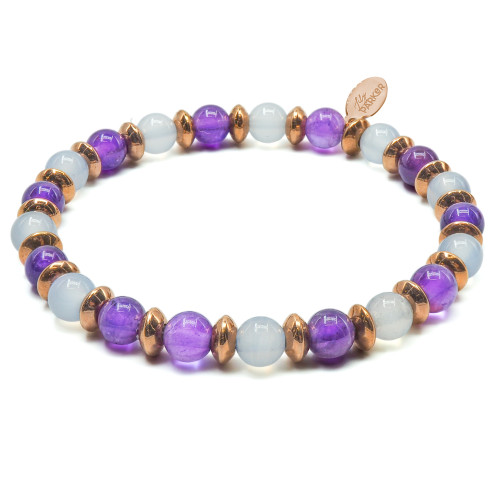 Bracelet "Équilibre Parfait" - Aigue Marine & Améthyste - Lily Parker