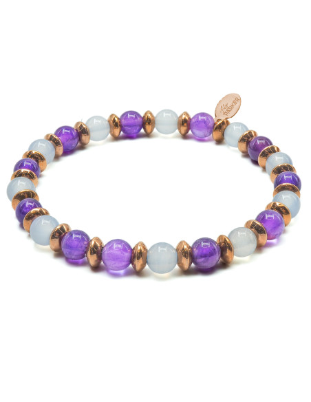 Bracelet "Équilibre Parfait" - Aigue Marine & Améthyste - Lily Parker