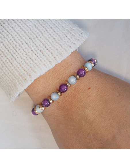 Bracelet "Équilibre Parfait" - Aigue Marine & Améthyste - Lily Parker