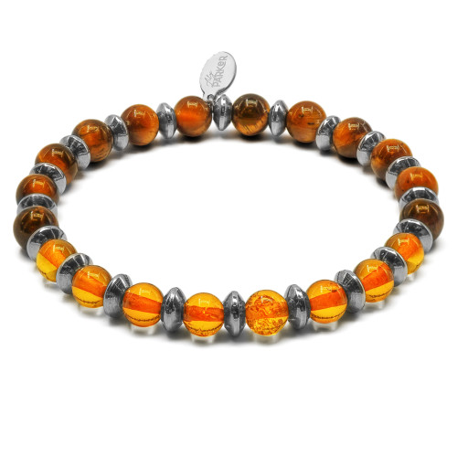 Bracelet "Gardien Protecteur" - Ambre & Oeil de Tigre - Lily Parker