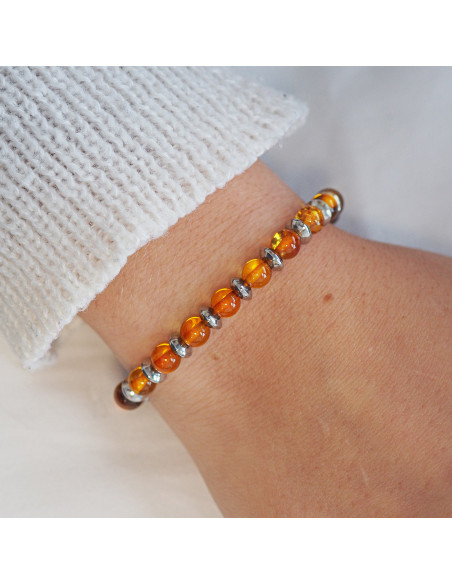 Bracelet "Gardien Protecteur" - Ambre & Oeil de Tigre - Lily Parker