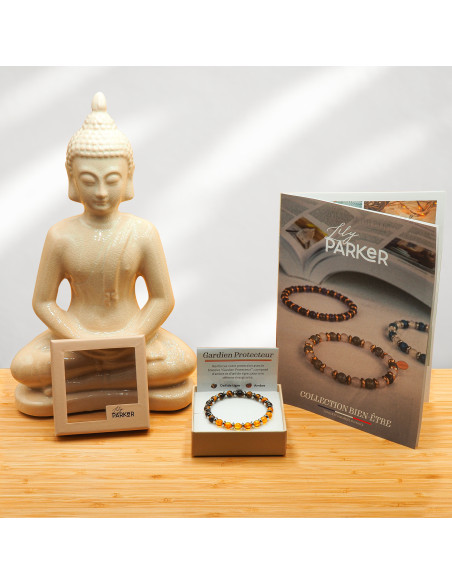 Bracelet "Gardien Protecteur" - Ambre & Oeil de Tigre - Lily Parker