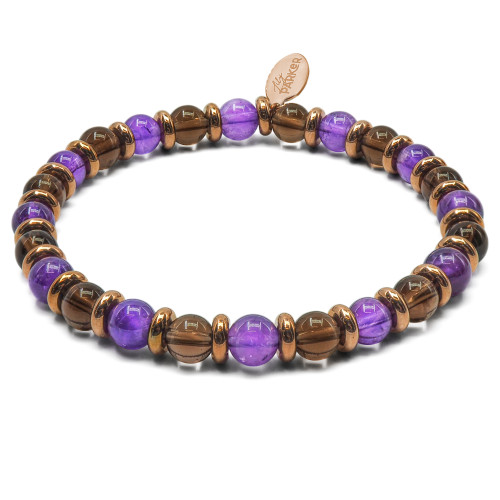 Bracelet "Libéré, Délivré" - Améthyste & Quartz Fumé - Lily Parker