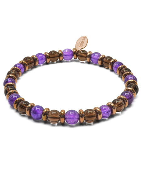 Bracelet "Libéré, Délivré" - Améthyste & Quartz Fumé - Lily Parker