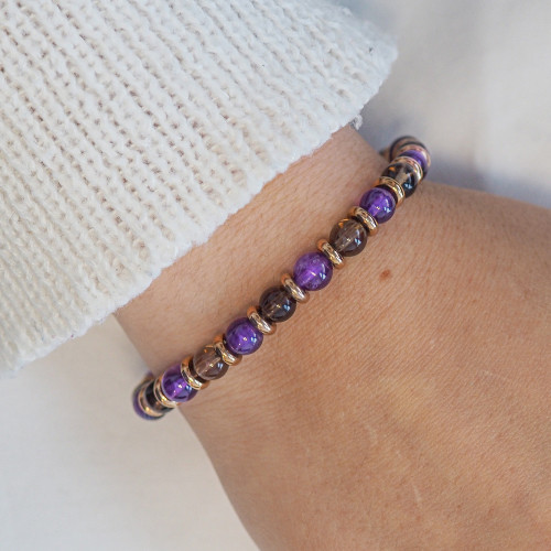 Bracelet "Libéré, Délivré" - Améthyste & Quartz Fumé - Lily Parker 2