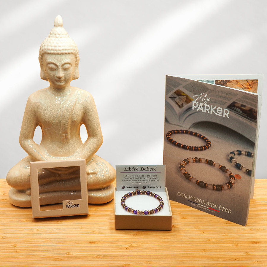 Bracelet "Libéré, Délivré" - Améthyste & Quartz Fumé - Lily Parker