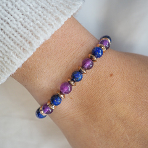 Bracelet "Sérénité Capillaire Féminine" - Améthyste & Lapis Lazuli - Lily Parker 2