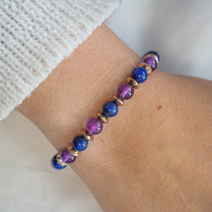 Bracelet "Sérénité Capillaire Féminine" - Améthyste & Lapis Lazuli - Lily Parker