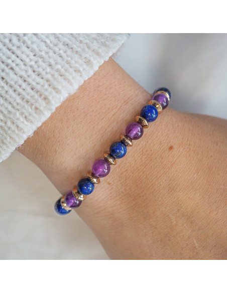 Bracelet "Sérénité Capillaire Féminine" - Améthyste & Lapis Lazuli - Lily Parker