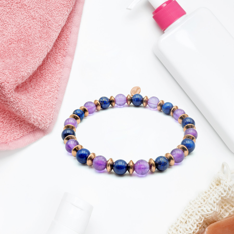Bracelet "Sérénité Capillaire Féminine" - Améthyste & Lapis Lazuli - Lily Parker