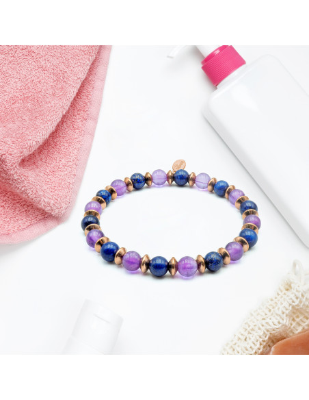 Bracelet "Sérénité Capillaire Féminine" - Améthyste & Lapis Lazuli - Lily Parker