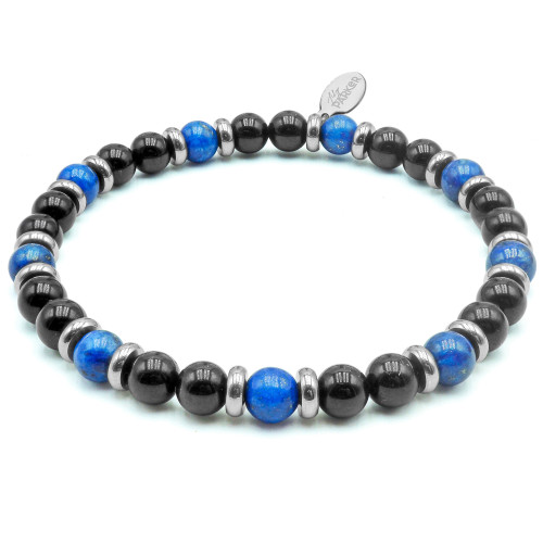 Bracelet "Équilibre Masculin" - Lapis Lazuli & Tourmaline noire - Lily Parker