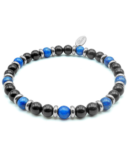 Bracelet "Équilibre Masculin" - Lapis Lazuli & Tourmaline noire - Lily Parker