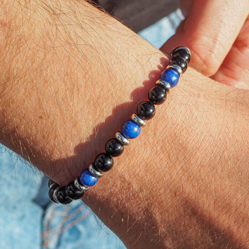 Bracelet "Équilibre Masculin" - Lapis Lazuli & Tourmaline noire - Lily Parker 2