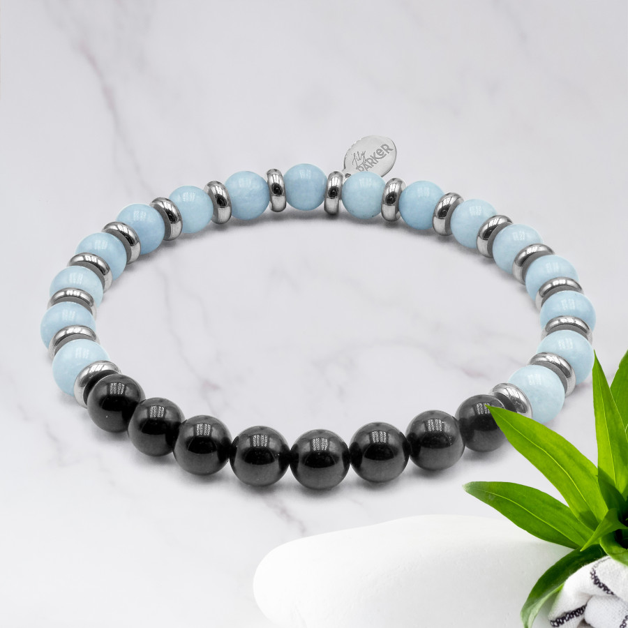 Bracelet "Peau Apaisée" - Aigue Marine & Tourmaline noire - Lily Parker