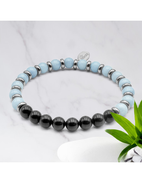 Bracelet "Peau Apaisée" - Aigue Marine & Tourmaline noire - Lily Parker
