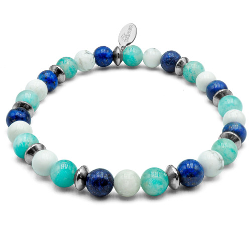 Bracelet "Renouveau Capillaire" - Howlite Blanche, Amazonite & Lapis Lazuli - Lily Parker