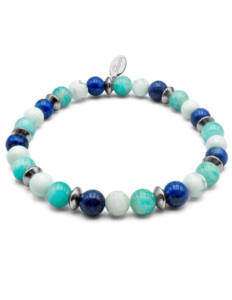 Bracelet "Renouveau Capillaire" - Howlite Blanche, Amazonite & Lapis Lazuli - Lily Parker
