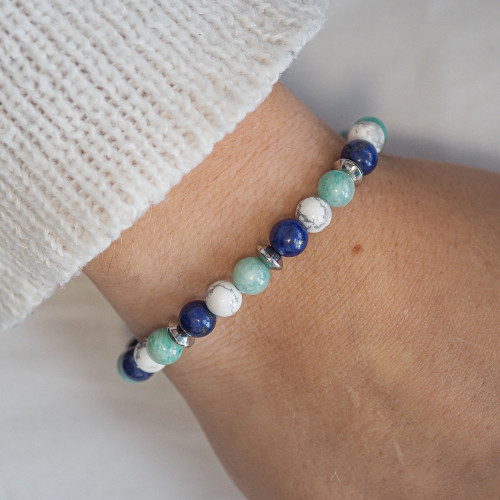 Bracelet "Renouveau Capillaire" - Howlite Blanche, Amazonite & Lapis Lazuli - Lily Parker 2