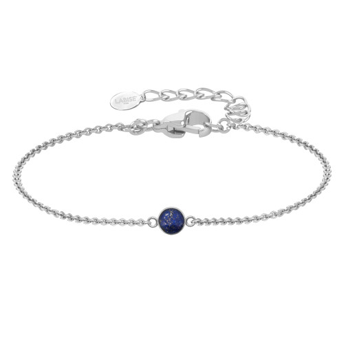 Bracelet argent rhodié - 1,6g -  Lapis Lazuli - cabochon - 6mm - 15+5cm - LABISE Paris