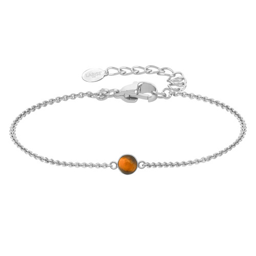 Bracelet argent rhodié - 1,6g -  Œil de tigre - cabochon - 6mm - 15+5cm - LABISE Paris