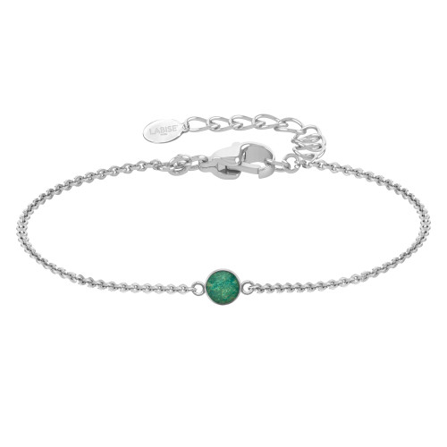 Bracelet argent rhodié - 1,6g -  Chrysocolle - cabochon - 6mm - 15+5cm - LABISE Paris