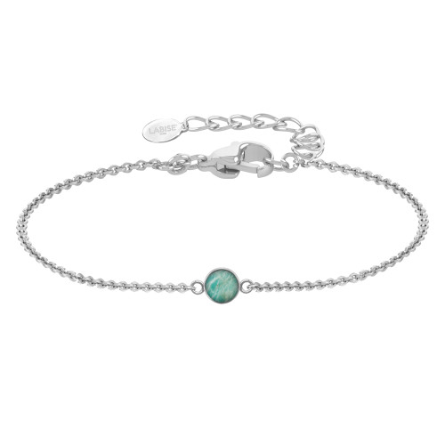 Bracelet argent rhodié - 1,6g -  Amazonite - cabochon - 6mm - 15+5cm - LABISE Paris