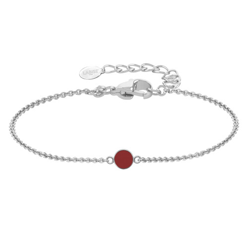 Bracelet argent rhodié - 1,6g -  Cornaline - cabochon - 6mm - 15+5cm - LABISE Paris