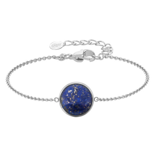 Bracelet argent rhodié - 2,5g -  Lapis Lazuli - cabochon - 12mm - 15+5cm - LABISE Paris