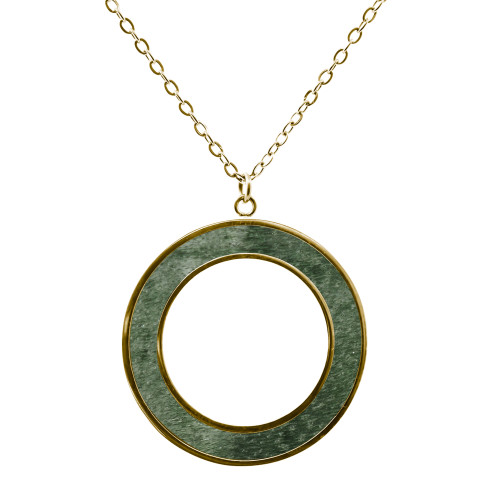 Collier acier - doré - bois vert - diam. 30mm - 45+10cm - Lily Parker