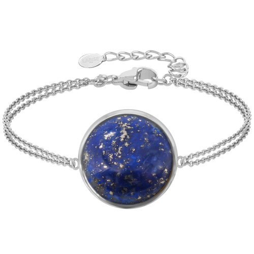 Bracelet argent rhodié - 3,2g -  Lapis Lazuli - cabochon - 18mm - 15+5cm - LABISE Paris