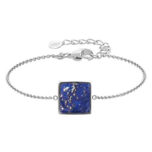Bracelet argent rhodié - 2,2g -  Lapis Lazuli - cabochon - 10x10mm - 15+5cm - LABISE Paris