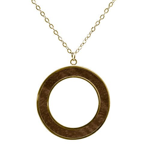 Collier acier doré - bois marron - diam. 30mm - 45+10cm - Lily Parker