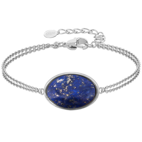 Bracelet argent rhodié - 3g -  Lapis Lazuli - cabochon - 12x18mm - 15+5cm - LABISE Paris