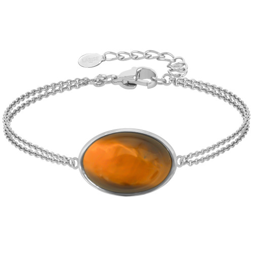 Bracelet argent rhodié - 3g -  Œil de tigre - cabochon - 12x18mm - 15+5cm - LABISE Paris