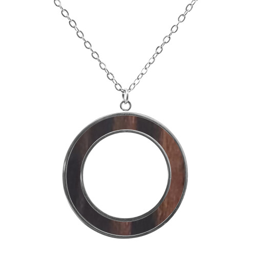 Collier acier - bois noir et marron - diam. 30mm - 45+10cm - Lily Parker