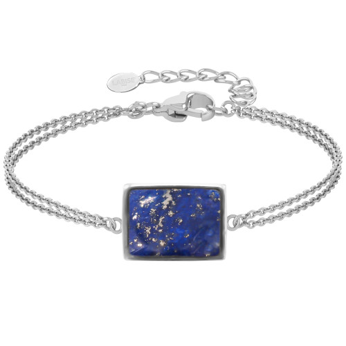 Bracelet argent rhodié - 3,2g -  Lapis Lazuli - cabochon - 12x14mm - 15+5cm - LABISE Paris