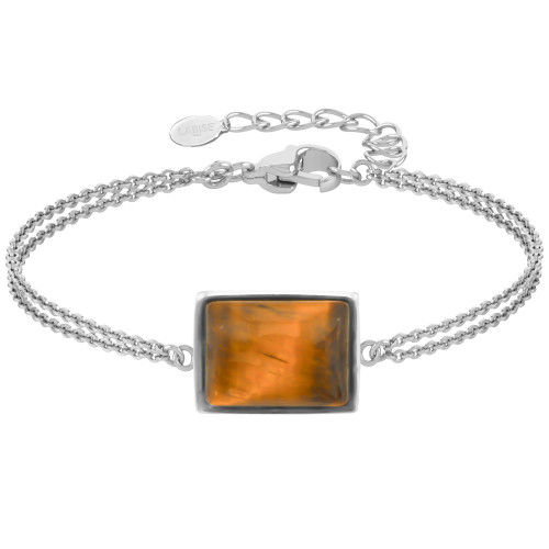 Bracelet argent rhodié - 3,2g -  Œil de tigre - cabochon - 12x14mm - 15+5cm - LABISE Paris