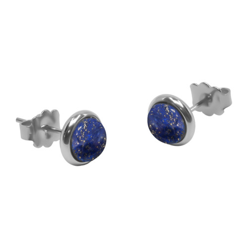 Boucles d'oreilles argent rhodié - 2g -  Lapis Lazuli - cabochon - 6mm - LABISE Paris