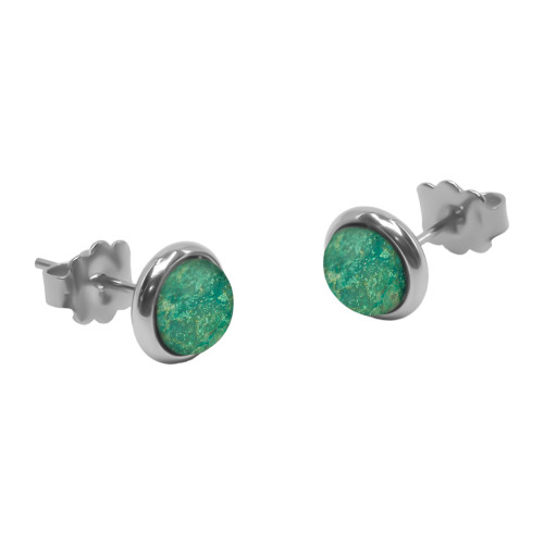 Boucles d'oreilles argent rhodié - 2g -  Chrysocolle - cabochon - 6mm - LABISE Paris