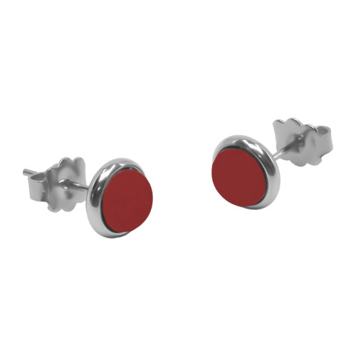 Boucles d'oreilles argent rhodié - 2g -  Cornaline - cabochon - 6mm - LABISE Paris