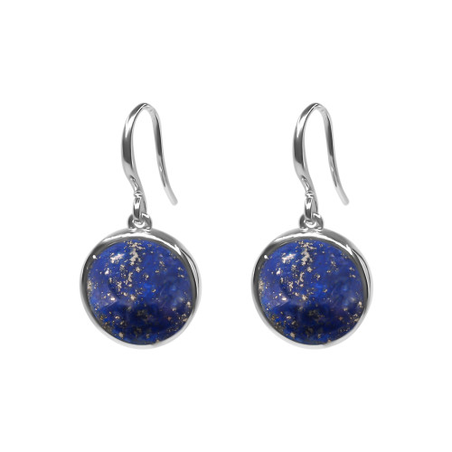 Boucles d'oreilles argent rhodié - 3,2g -  Lapis Lazuli - cabochon - 12mm - LABISE Paris