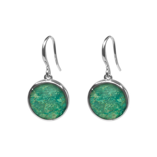 Boucles d'oreilles argent rhodié - 3,2g -  Chrysocolle - cabochon - 12mm - LABISE Paris