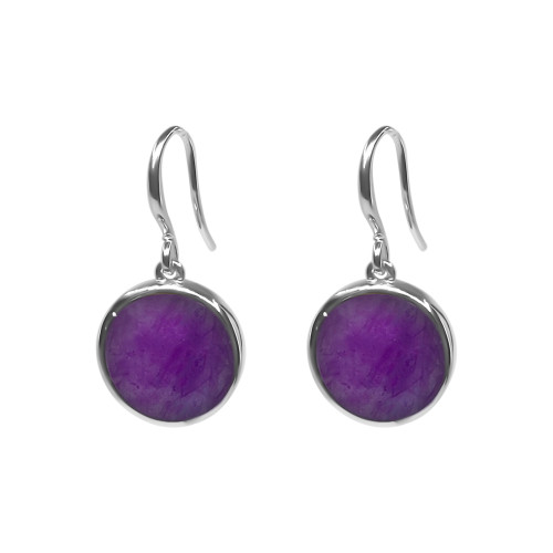 Boucles d'oreilles argent rhodié - 3,2g -  Améthyste - cabochon - 12mm - LABISE Paris