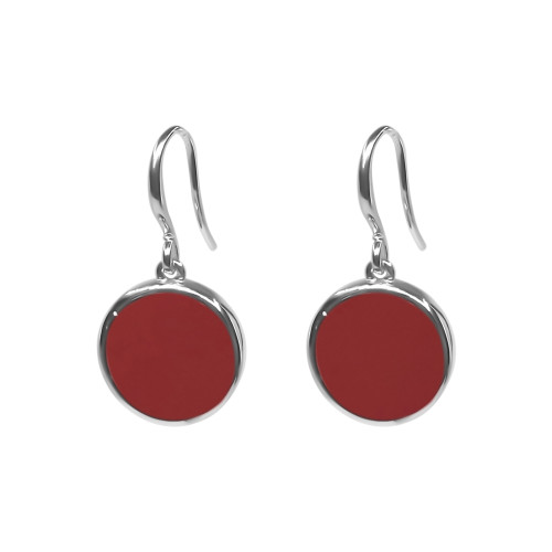 Boucles d'oreilles argent rhodié - 3,2g -  Cornaline - Pierre plate rond - 12mm - LABISE Paris