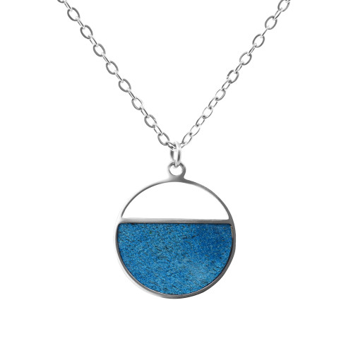 Collier acier - bois bleu - diam. 22mm - 42+10cm - Lily Parker