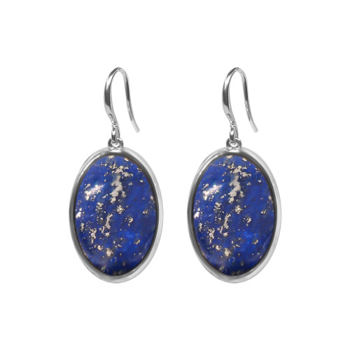 Boucles d'oreilles argent rhodié - 3,5g -  Lapis Lazuli - cabochon - 12x18mm - LABISE Paris
