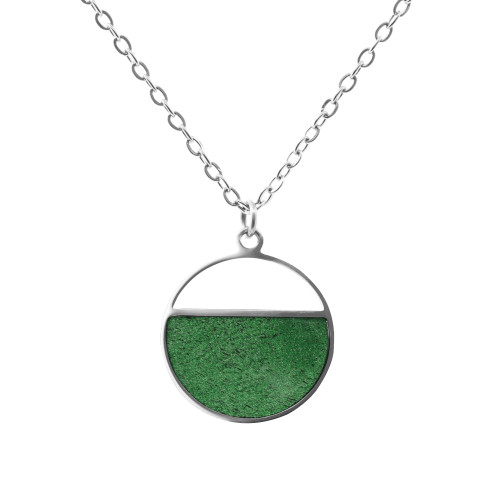 Collier acier - bois vert - diam. 22mm - 42+10cm - Lily Parker